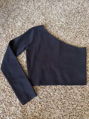 Endless Rose Black Asymmetric One-Shoulder Sweater